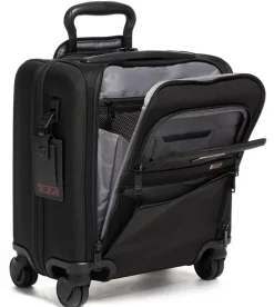 London Luggage Softside Luggage-Alpha 3 Compact 4 Wheeled Brief- Black