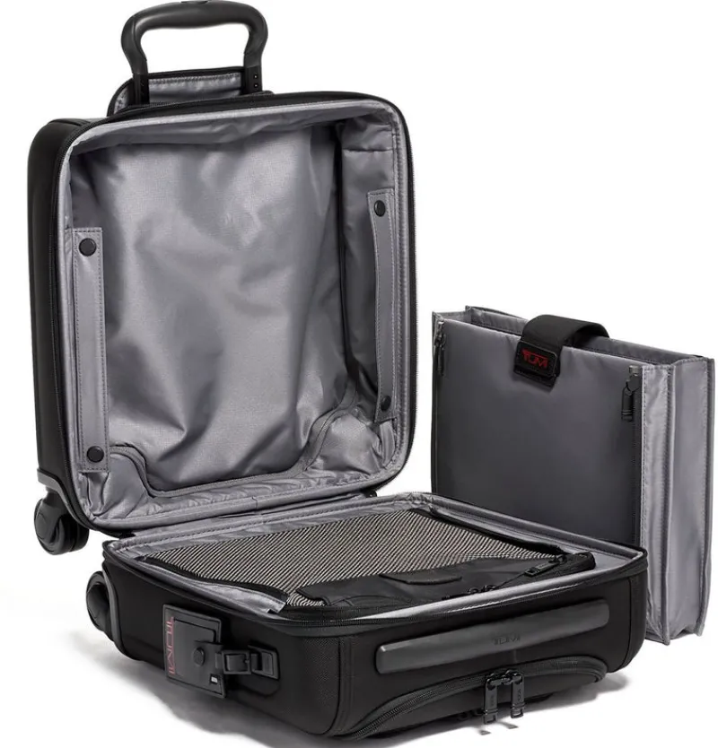 London Luggage Softside Luggage-Alpha 3 Compact 4 Wheeled Brief- Black