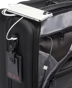 London Luggage Softside Luggage-Alpha 3 Compact 4 Wheeled Brief- Black