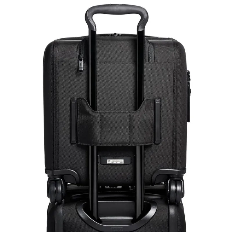 London Luggage Softside Luggage-Alpha 3 Compact 4 Wheeled Brief- Black