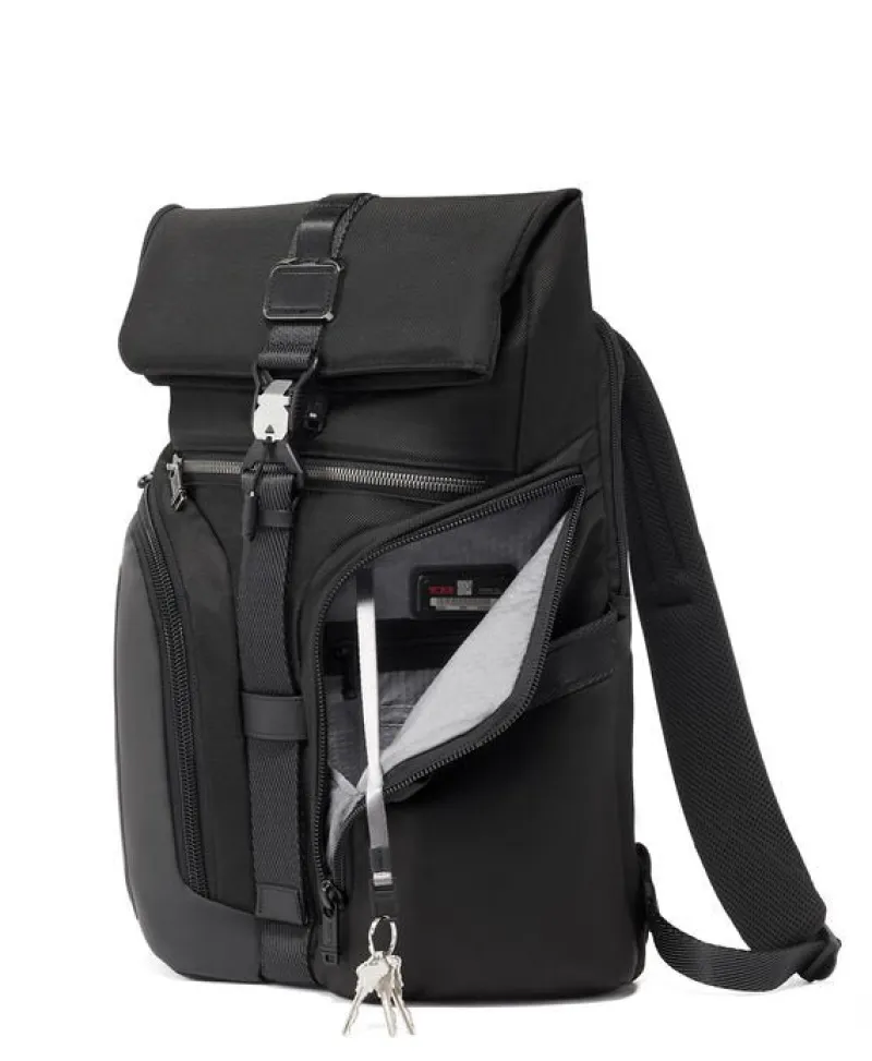 Tumi Backpacks-Alpha Bravo Logistics Flap Lid Backpack - Black