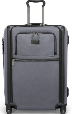 London Luggage Spinner (4 Wheel) | Softside Luggage-ALPHA X Short Trip 4 Wheeled Expandable Checked Luggage 66cm - Meteor Grey