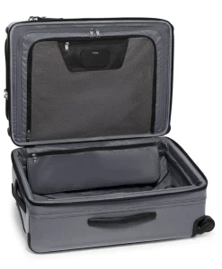 London Luggage Spinner (4 Wheel) | Softside Luggage-ALPHA X Short Trip 4 Wheeled Expandable Checked Luggage 66cm - Meteor Grey