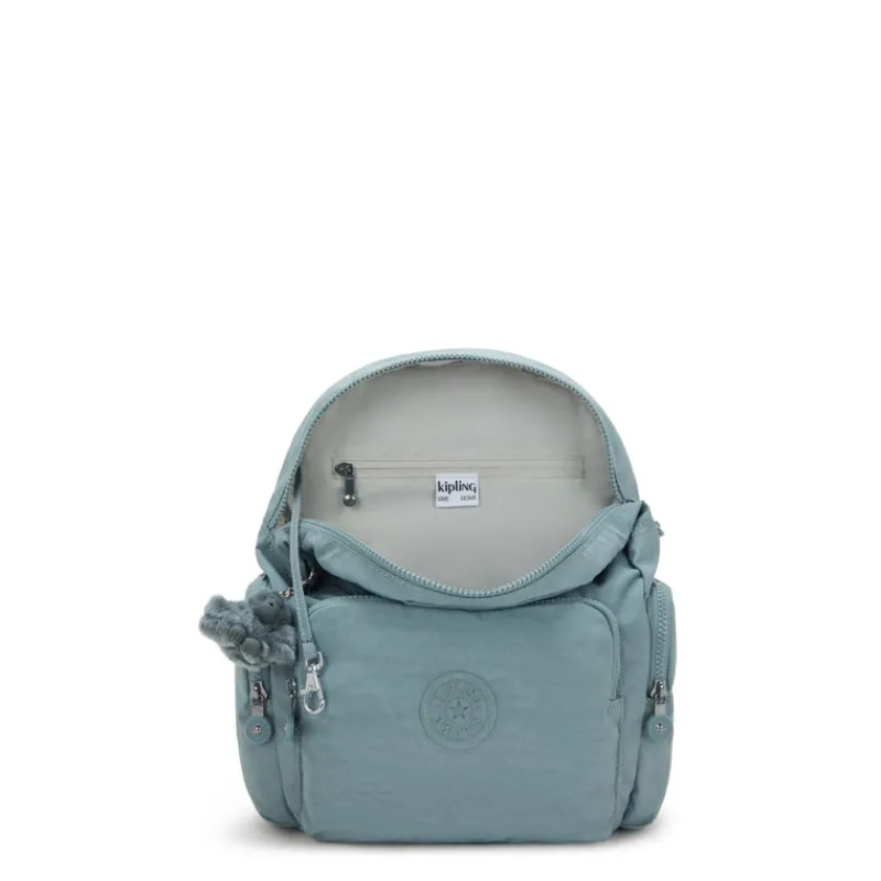 Kipling Backpacks-City Zip S Small Backpack with Adjustable Straps - Relaxed Grey (blue)