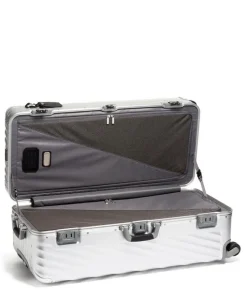 London Luggage Spinner (4 Wheel) | Aluminium Luggage-19 Degree Aluminium (87cm) Rolling Trunk 4 wheeled - Silver