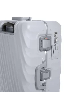 London Luggage Spinner (4 Wheel) | Hardside Luggage-19 Degree Frame Short Trip 4 Wheeled Checked Luggage 66cm - Pearl Grey