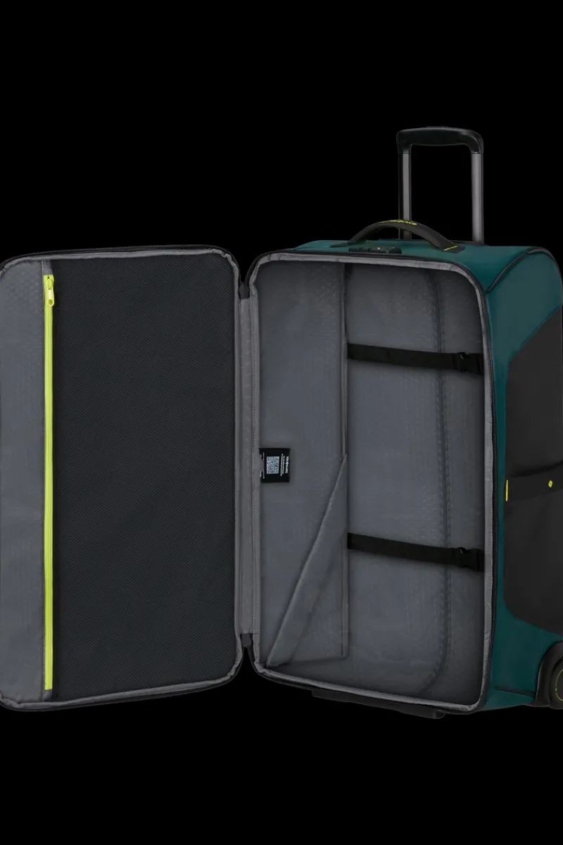 Samsonite Upright (2 Wheel) | Lightweight Luggage-ECODIVER Duffle with wheels 67cm - Dark Teal/Lime