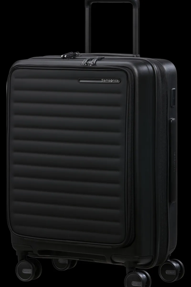 Samsonite Spinner (4 Wheel) | Hardside Luggage-RESTACKD Spinner Expandable (4 wheels) 55cm - Black