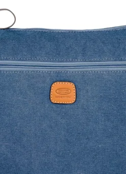 Brics Shoulder Bags-Sorrento Coated Canvas Cotton Shoulderbag L Marta - Ocean Blue