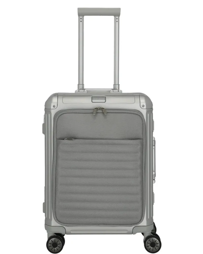 Travelite Spinner (4 Wheel) | Aluminium Luggage-Next Spinner (4 wheels) 55cm with Front Pocket - Silver