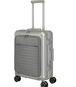 Travelite Spinner (4 Wheel) | Aluminium Luggage-Next Spinner (4 wheels) 55cm with Front Pocket - Silver