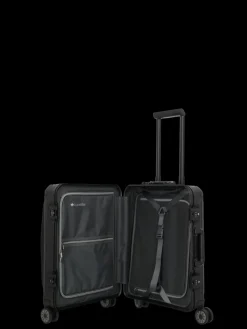 Travelite Spinner (4 Wheel) | Aluminium Luggage-Next Spinner (4 wheels) 55cm with Front Pocket - Black