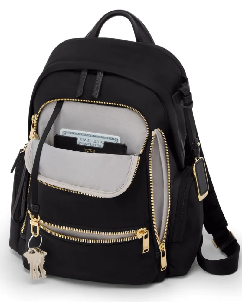 London Luggage Backpacks-VOYAGEUR Celina Medium Backpack - Black/Gold